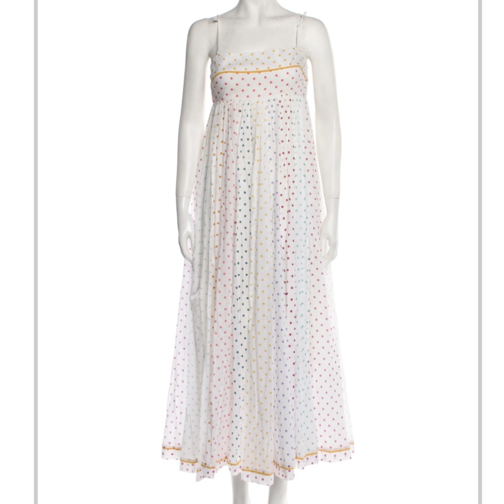 Zimmermann Elegant White Polka Dot Maxi Dress